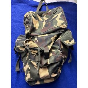 Gorpcore Unisex Unbranded Rucksack Backpack Large Woodland Camo Green
